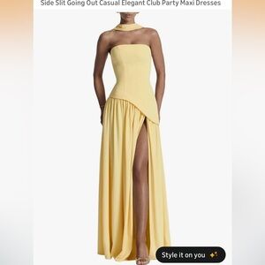 Asymmetrical Yellow Dress with Scarf